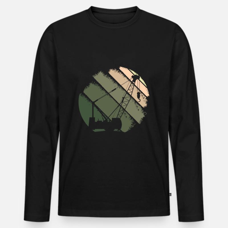Kran - Männer Premium Bio Langarmshirt - Schwarz
