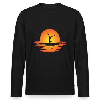 Yoga Sup - T-shirt manches longues Premium bio Homme - noir - Devant - Nico (187cm)