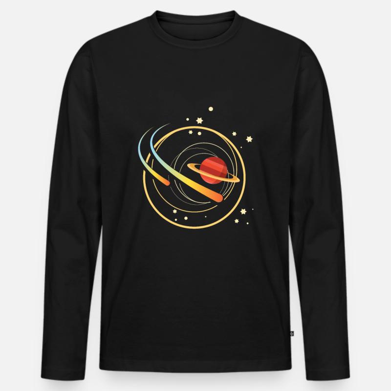 Komet - Männer Premium Bio Langarmshirt - Schwarz