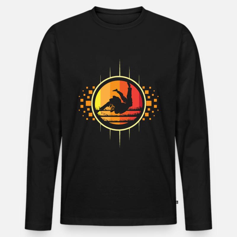 Judo Retro - Männer Premium Bio Langarmshirt - Schwarz