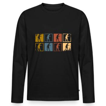 Frauen Tennis Retro - Männer Premium Bio Langarmshirt - Schwarz - Vorne - Nico (187cm)
