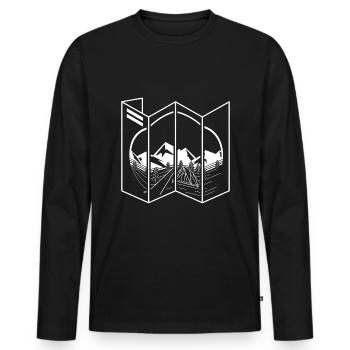 Wanderkarte Berge - Männer Premium Bio Langarmshirt - Schwarz - Vorne - Nico (187cm)