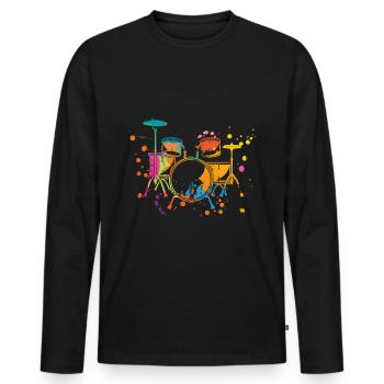 Schlagzeug Splash - Männer Premium Bio Langarmshirt - Schwarz - Vorne - Nico (187cm)