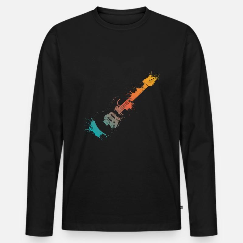E-Gitarre Splash - Männer Premium Bio Langarmshirt - Schwarz