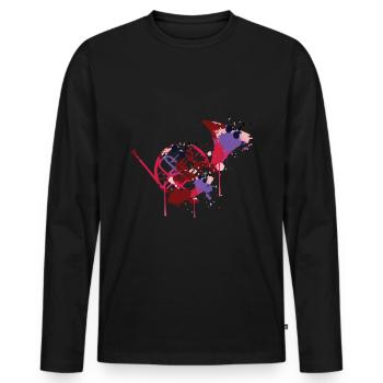 French Horn - Men's Premium Organic Long Sleeve Shirt - black - Front - Nico (187cm)