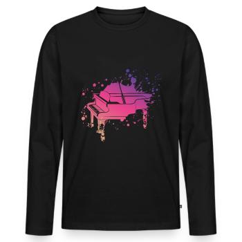 Piano Splach - T-shirt manches longues Premium bio Homme - noir - Devant - Nico (187cm)