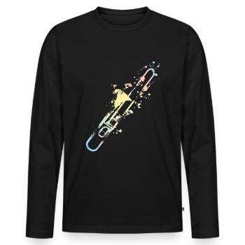 Trombone Splash - T-shirt manches longues Premium bio Homme - noir - Devant - Nico (187cm)