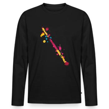 Flute Splash - T-shirt manches longues Premium bio Homme - noir - Devant - Nico (187cm)