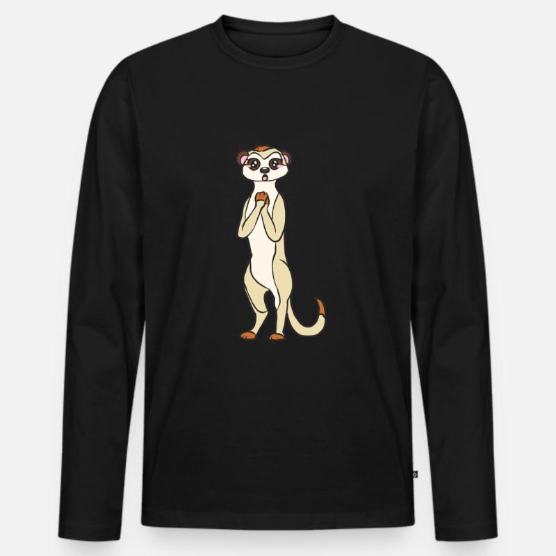 Erdmännchen - Männer Premium Bio Langarmshirt - Schwarz