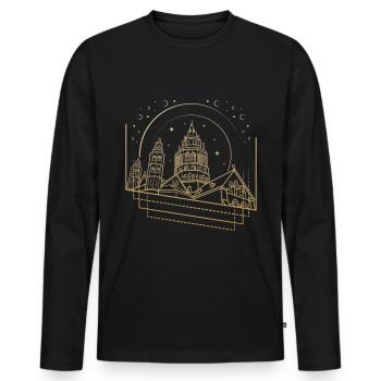 Mainz - Men's Premium Organic Long Sleeve Shirt - black - Front - Nico (187cm)