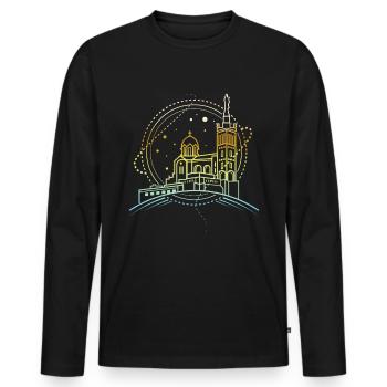 Marseille - T-shirt manches longues Premium bio Homme - noir - Devant - Nico (187cm)