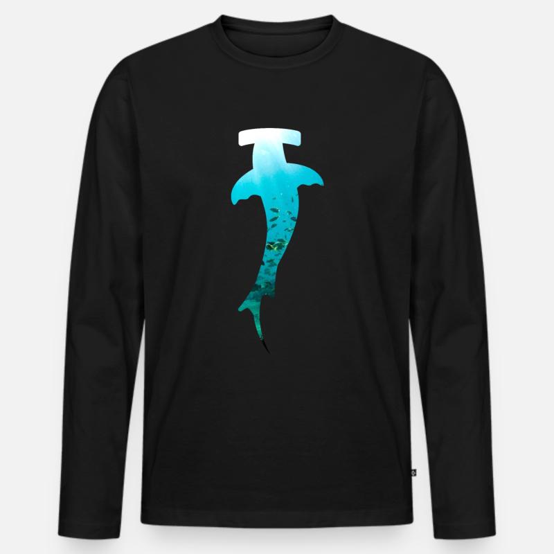 Hammerhai Tauchen - Männer Premium Bio Langarmshirt - Schwarz