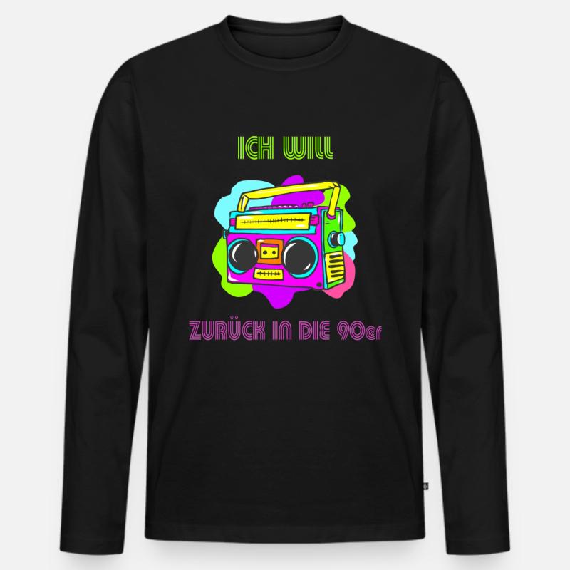 90er jahre - Männer Premium Bio Langarmshirt - Schwarz