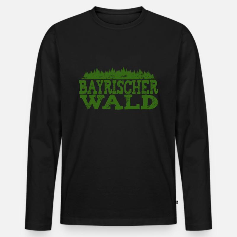 Bayrischer Wald - Männer Premium Bio Langarmshirt - Schwarz