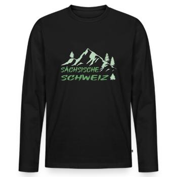 Sächsische Schweiz - Männer Premium Bio Langarmshirt - Schwarz - Vorne - Nico (187cm)