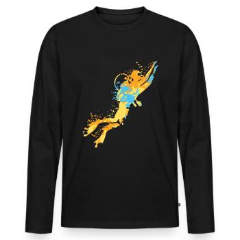 Diver Dive Splash - Men's Premium Organic Long Sleeve Shirt - black - Front - Nico (187cm)