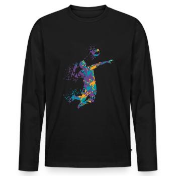 Volley-ball splash - T-shirt manches longues Premium bio Homme - noir - Devant - Nico (187cm)