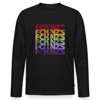 Contre les nazis - FCK NZS - Contre la droite - Vintage - T-shirt manches longues Premium bio Homme - noir - Devant - Nico (187cm)