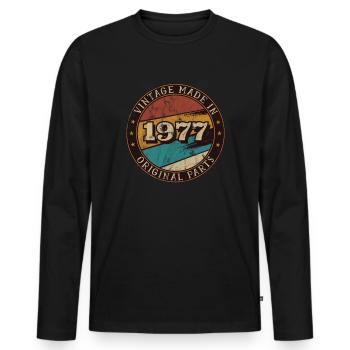 1977 Geburtstag Vintage Geschenkidee - Männer Premium Bio Langarmshirt - Schwarz - Vorne - Nico (187cm)