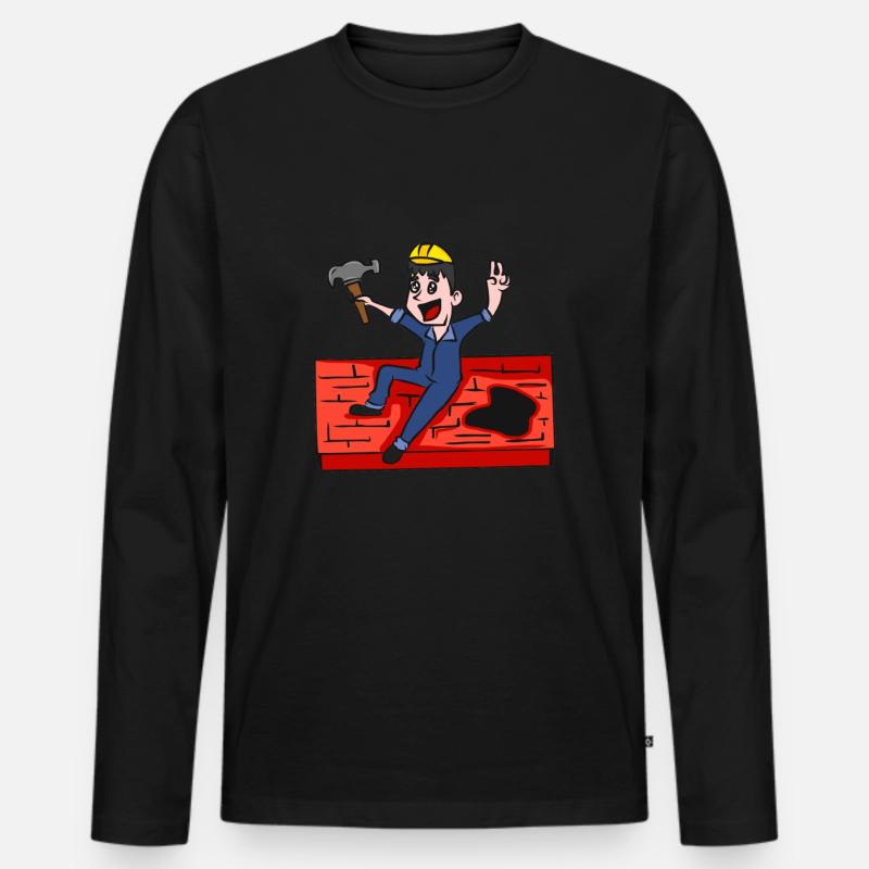 DACHDECKER - Männer Premium Bio Langarmshirt - Schwarz