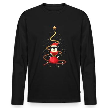 Noël pingouin - T-shirt manches longues Premium bio Homme - noir - Devant - Nico (187cm)