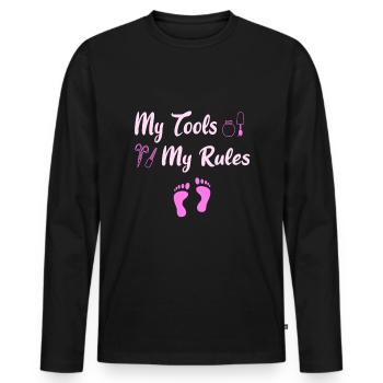 Soin des pieds Soin des ongles - T-shirt manches longues Premium bio Homme - noir - Devant - Nico (187cm)