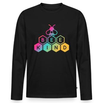 Soyez enfant, convivialité, diversité, humanité - T-shirt manches longues Premium bio Homme - noir - Devant - Nico (187cm)