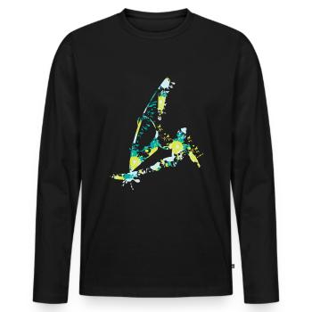 Wind surfing splash - Men's Premium Organic Long Sleeve Shirt - black - Front - Nico (187cm)