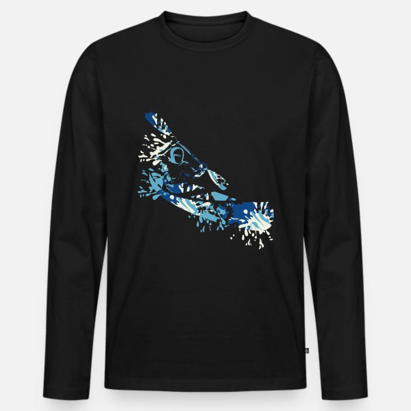 Kanu splash - Männer Premium Bio Langarmshirt - Schwarz