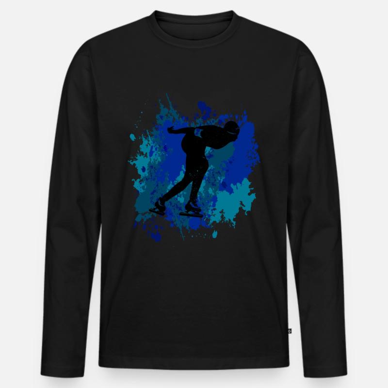 Eisschnellläufer Design - Männer Premium Bio Langarmshirt - Schwarz