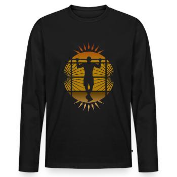 Pull-up calisthenics - Men's Premium Organic Long Sleeve Shirt - black - Front - Nico (187cm)