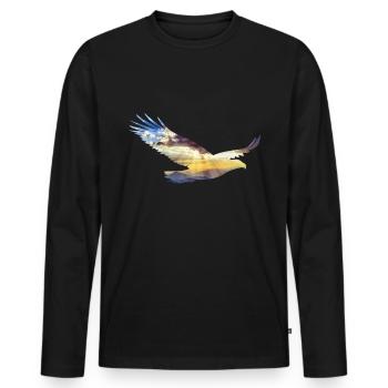 Adler Berge - Männer Premium Bio Langarmshirt - Schwarz - Vorne - Nico (187cm)