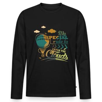 Ballon à air chaud disant - T-shirt manches longues Premium bio Homme - noir - Devant - Nico (187cm)