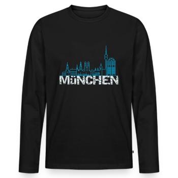 Munich skyline - T-shirt manches longues Premium bio Homme - noir - Devant - Nico (187cm)