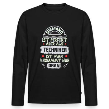 Techniker spruch - Männer Premium Bio Langarmshirt - Schwarz - Vorne - Nico (187cm)