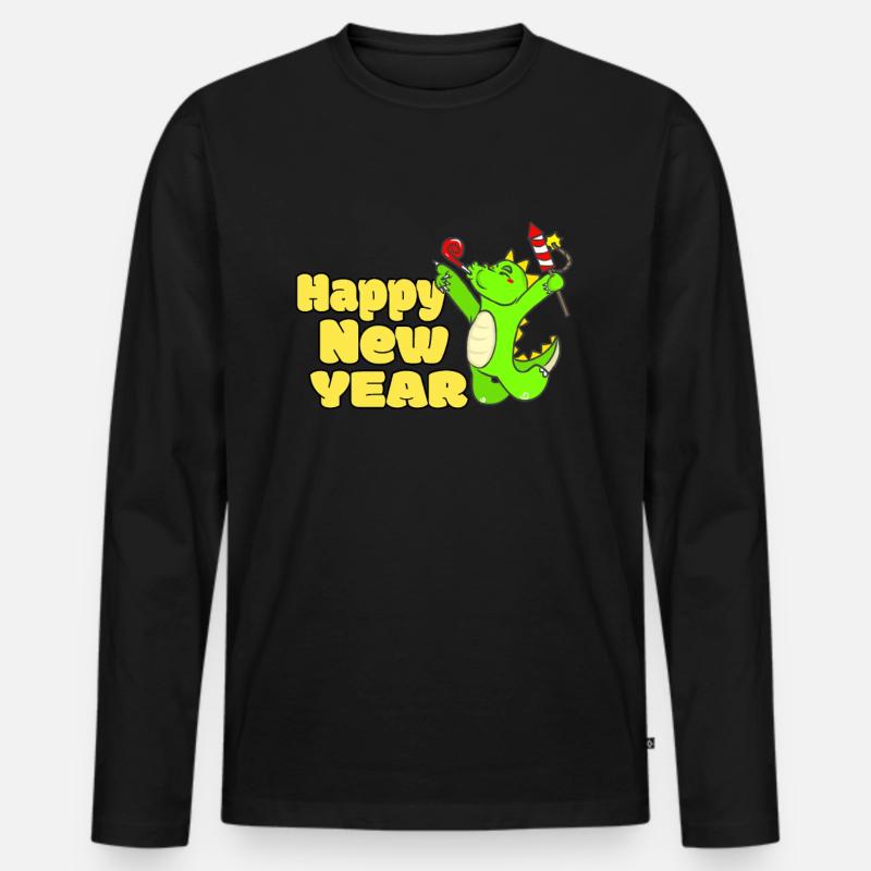SILVESTER - Männer Premium Bio Langarmshirt - Schwarz