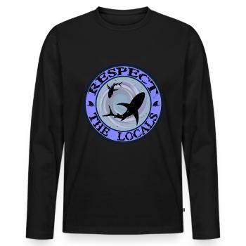 Respect The Locals Shark - Men's Premium Organic Long Sleeve Shirt - black - Front - Nico (187cm)