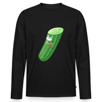 Concombre drôle - T-shirt manches longues Premium bio Homme - noir - Devant - Nico (187cm)