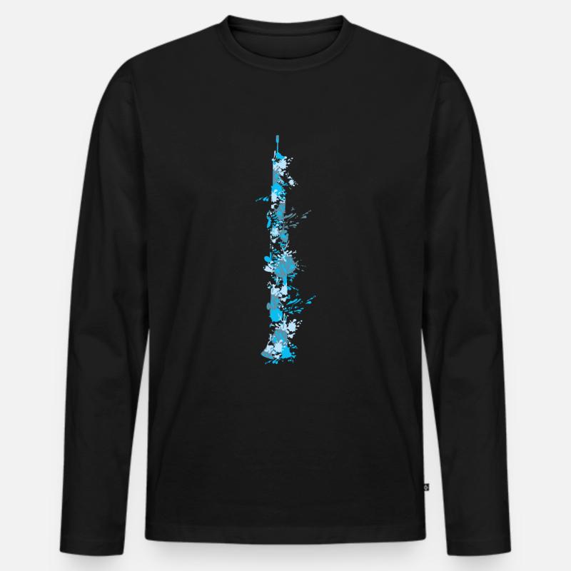Klarinette Splash - Männer Premium Bio Langarmshirt - Schwarz