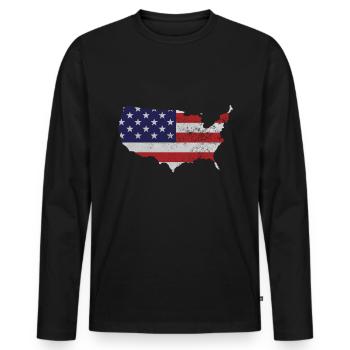 USA rétro - T-shirt manches longues Premium bio Homme - noir - Devant - Nico (187cm)