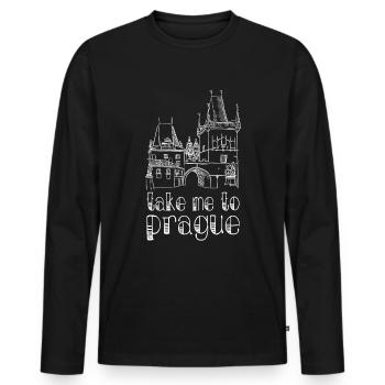 Prague - Men's Premium Organic Long Sleeve Shirt - black - Front - Nico (187cm)