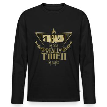 Stonemason - Men's Premium Organic Long Sleeve Shirt - black - Front - Nico (187cm)