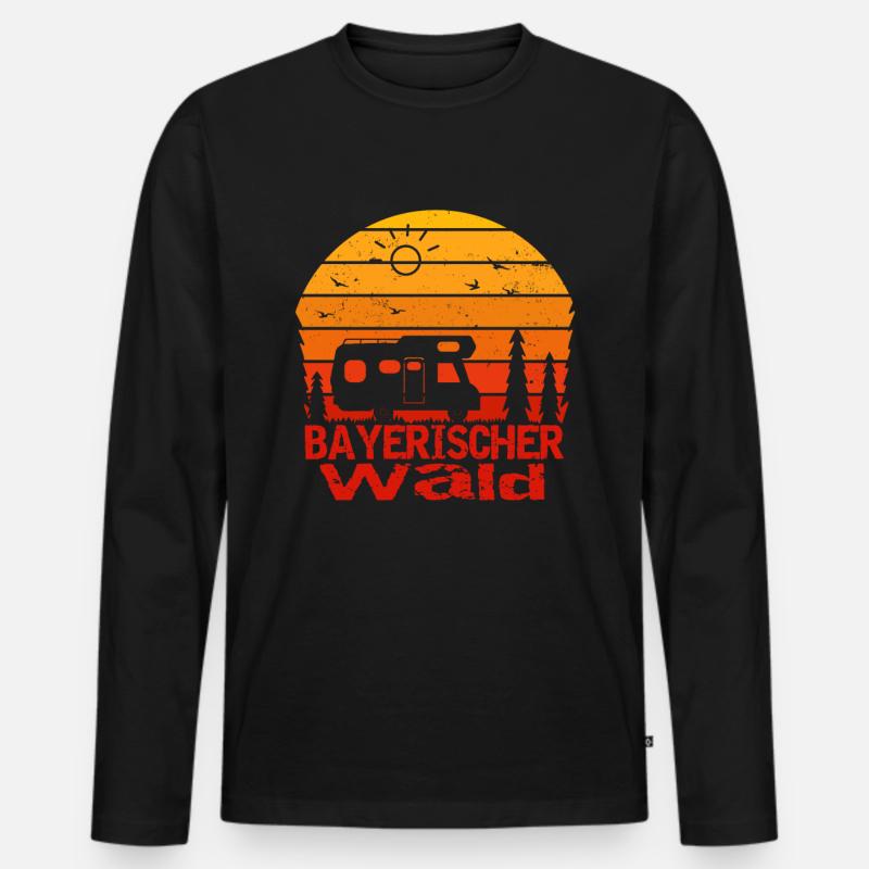 Bayrischer Wald Camping - Männer Premium Bio Langarmshirt - Schwarz