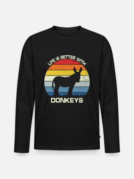 Life is better with donkeys - Men's Premium Organic Long Sleeve Shirt - black