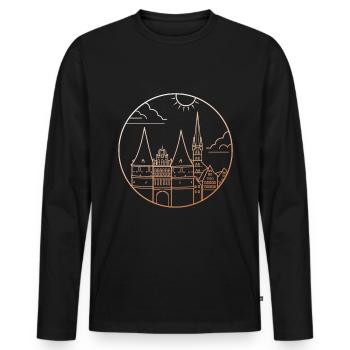 Lübeck - T-shirt manches longues Premium bio Homme - noir - Devant - Nico (187cm)