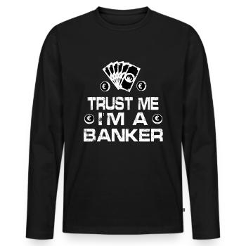 Banquiers - T-shirt manches longues Premium bio Homme - noir - Devant - Nico (187cm)