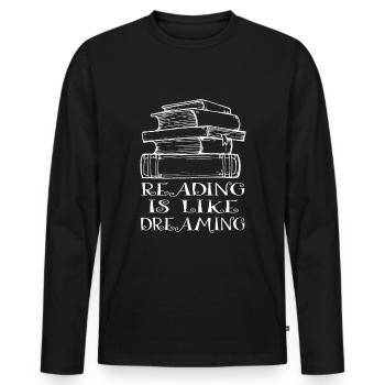 Lire les rêves - T-shirt manches longues Premium bio Homme - noir - Devant - Nico (187cm)