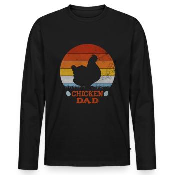 papa de poulet - T-shirt manches longues Premium bio Homme - noir - Devant - Nico (187cm)