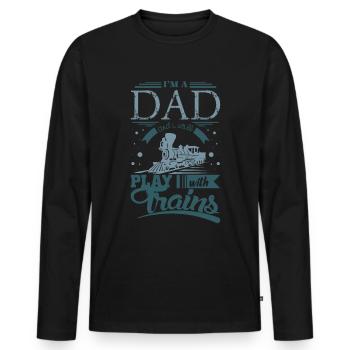 Train miniature Papa - T-shirt manches longues Premium bio Homme - noir - Devant - Nico (187cm)
