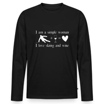 Skieuse après ski - T-shirt manches longues Premium bio Homme - noir - Devant - Nico (187cm)